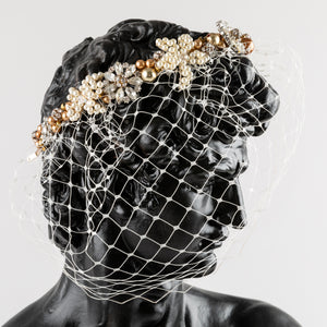 Birdcage Veil with Mixed Bead Hair Band